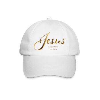 Jésus lettrage roi d'or des rois, mon sauveur - Casquette classique - blanc/blanc - Devant