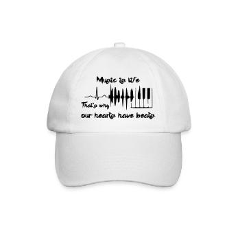 Musik ist Leben, Klavier, Pianist, Keyboard # - Baseballkappe - Weiß/Weiß - Vorne