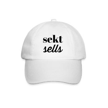 Sekt Sells – lustiger Spruch für Sektliebhaber - Baseballkappe - Weiß/Weiß - Vorne