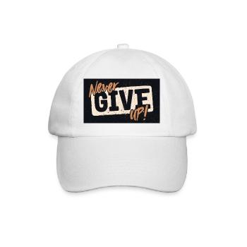 NEVER GIVE UP! - Baseballkappe - Weiß/Weiß - Vorne