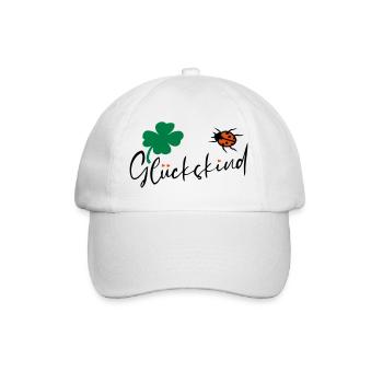Glückskind Kleeblatt Glück - Baseballkappe - Weiß/Weiß - Vorne