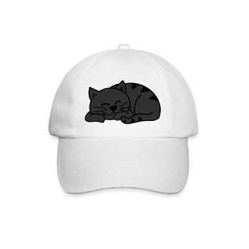 Sleeping cat in red - Baseball Cap - white/white - Front