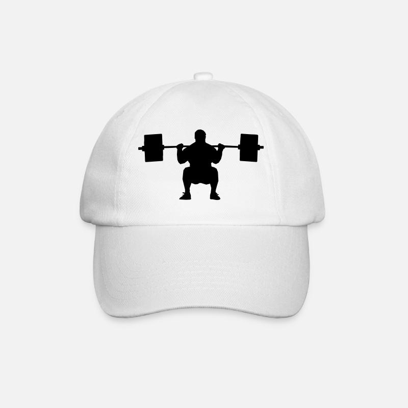 Weightlifter shadow figure - Baseball Cap - white/white