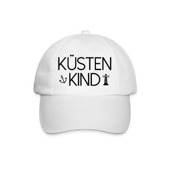 Küstenkind Küste Meer Nordsee Schrift Anker - Baseballkappe - Weiß/Weiß - Vorne