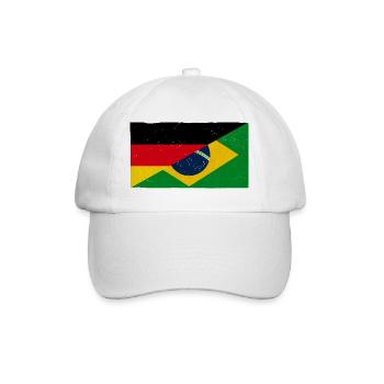 Deutschland und Brasilien Vintage Flagge - Baseballkappe - Weiß/Weiß - Vorne