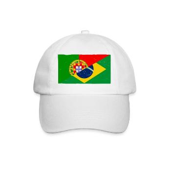 Brasilien und Portugal Vintage Flagge - Baseballkappe - Weiß/Weiß - Vorne