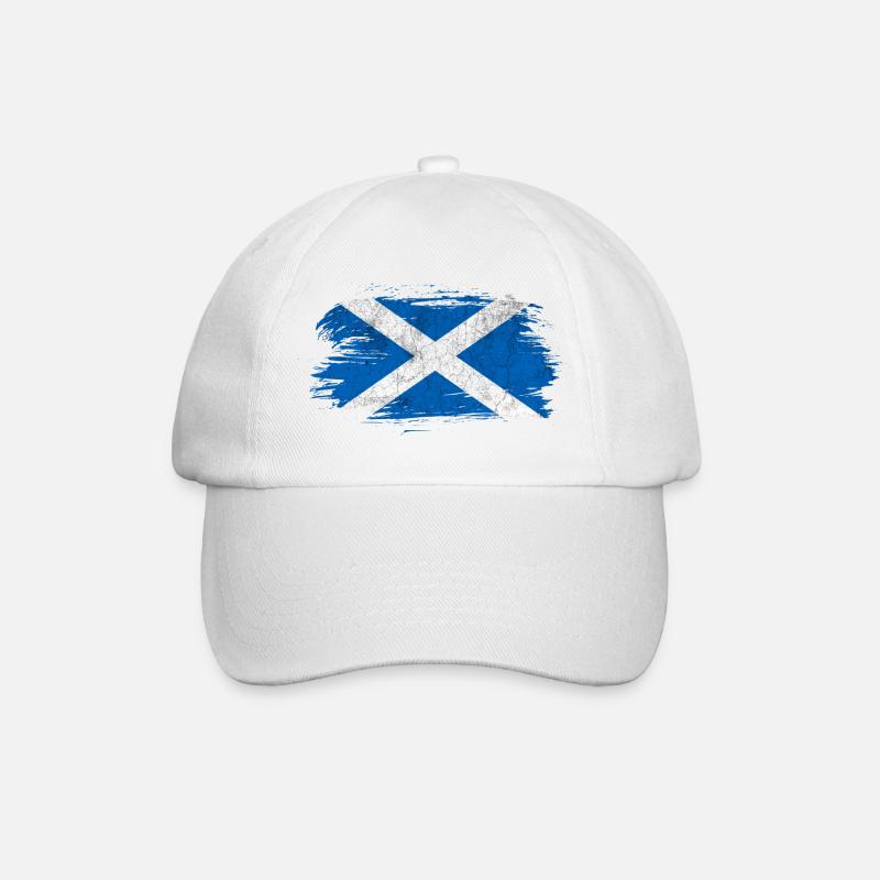 Schottland Vintage Flagge - Baseballkappe - Weiß/Weiß