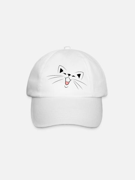 Katze - Baseballkappe - Weiß/Weiß