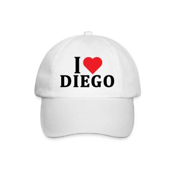 T-Shirt Ich liebe Diego T-Shirt Geschenkidee - Baseballkappe - Weiß/Weiß - Vorne