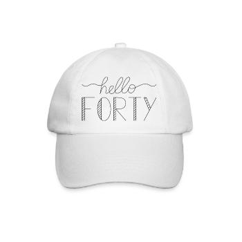 Hallo Forty IV - 40. Geburtstag Geschenk - Baseballkappe - Weiß/Weiß - Vorne