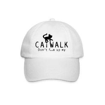 "Don't F* up my Catwalk" cheeky cat - Baseball Cap - white/white - Front
