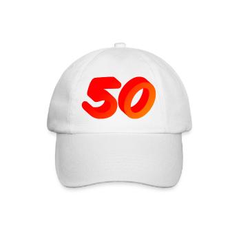 jahre alt, 50 leuchtende Farbe, gratulieren - Baseballkappe - Weiß/Weiß - Vorne