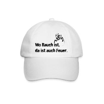 wo rauch ist, da ist auch feuer. Sprichwort. - Baseballkappe - Weiß/Weiß - Vorne