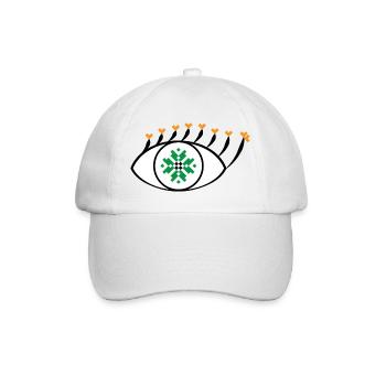 Eye - Traditional Romanian folk art pattern - Baseball Cap - white/white - Front