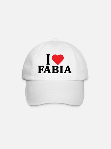 T-Shirt I love Fabia T-Shirt Geschenkidee - Baseballkappe - Weiß/Weiß