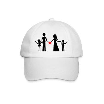 Family of four persons, boy and girl, silhouettes - Baseball Cap - white/white - Front