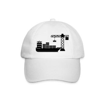 Bateau porte-conteneurs maritime avec déchargement de grue - Casquette classique - blanc/blanc - Devant