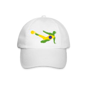 Football player in flames, flag Brazil - Baseball Cap - white/white - Front