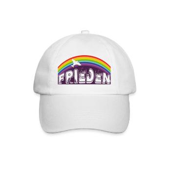 FRIEDEN SCHRIFTZUG mit Regenbogen - Baseballkappe - Weiß/Weiß - Vorne