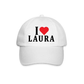t-shirt J’adore Laura idée cadeau t-shirt - Casquette classique - blanc/blanc - Devant