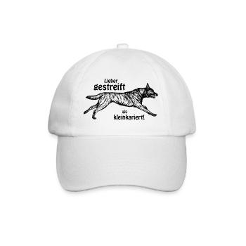 Lieber gestreift als kleinkariert - schwarz - Baseballkappe - Weiß/Weiß - Vorne