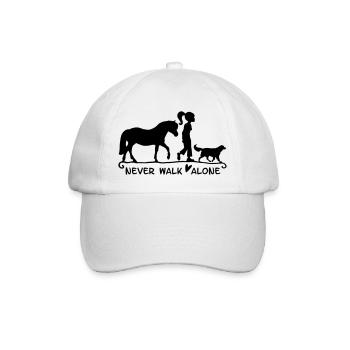 never walk alone - mit Pferd und Hund - Baseballkappe - Weiß/Weiß - Vorne