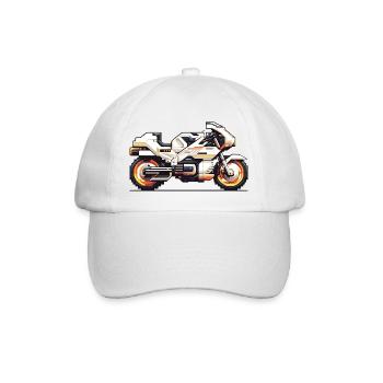 8 Bit Motorrad Rennmaschine als Vektorgrafik - Baseballkappe - Weiß/Weiß - Vorne