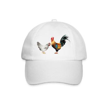 Coq coloré majestueux avec une poule - Casquette classique - blanc/blanc - Devant