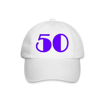 50. 50 YEARS. 50th ANNIVERSARY. BIRTHDAY 50 YEARS. - Baseball Cap - white/white - Front