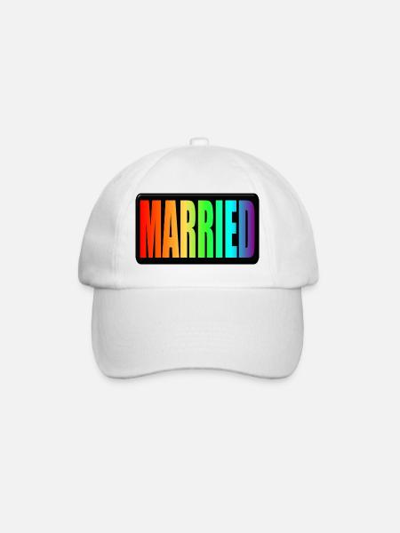 RAINBOW - VERHEIRATET LGBTQ - WEDDING PRIDE - Baseballkappe - Weiß/Weiß