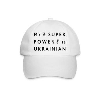 My Super Power is Ukrainian - Baseballkappe - Weiß/Weiß - Vorne