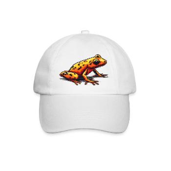 Pfeilgiftfrosch in bunter retro 8 Bit Pixelgrafik - Baseballkappe - Weiß/Weiß - Vorne