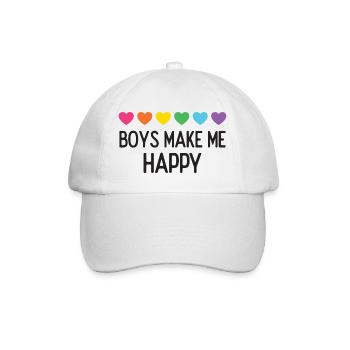 Mois de la fierté LGBTQ - Les garçons me rendent heureuse - Casquette classique - blanc/blanc - Devant