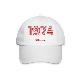 Jahrgang 1974 - Baseballkappe - Weiß/Weiß - Vorne