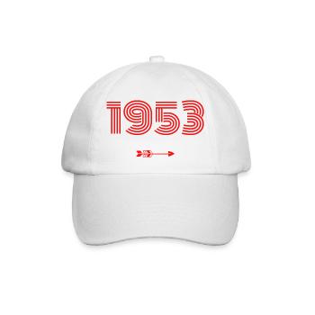 Jahrgang 1953 - Baseballkappe - Weiß/Weiß - Vorne