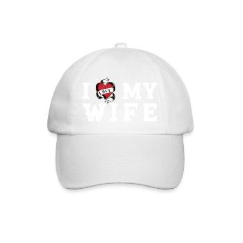 Ich Herz Meine Frau Im Vintage-Tattoo-Stil - Baseballkappe - Weiß/Weiß - Vorne