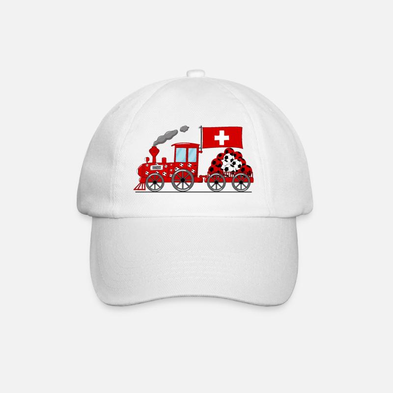 Schweiz Flagge Fußball Eisenbahn - Baseballkappe - Weiß/Weiß
