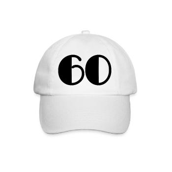 60. 60 YEARS. 60th ANNIVERSARY. 60TH BIRTHDAY. - Baseball Cap - white/white - Front