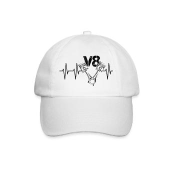 v8 engine pulse cars piston heartbeat tuning icon - Baseball Cap - white/white - Front
