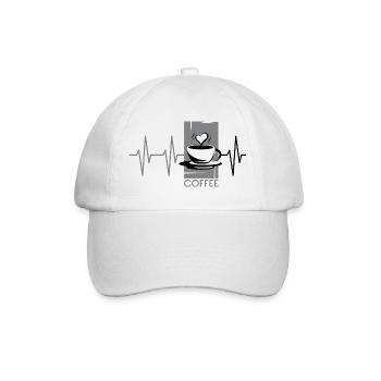 pulse coffee café heartbeat coffee love icon - Baseball Cap - white/white - Front