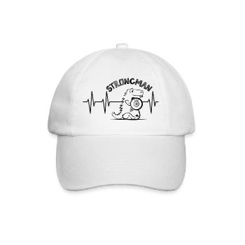 strongman heartbeat pulse dino weight training strength - Baseball Cap - white/white - Front