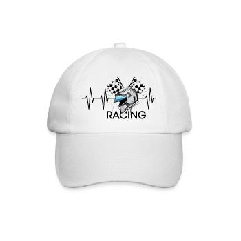 racing helmet pulse motorcycle heartbeat icon icon - Baseball Cap - white/white - Front