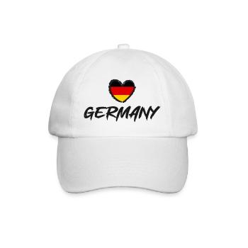 I Love Germany Deutschlandflagge Herz - Baseballkappe - Weiß/Weiß - Vorne