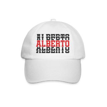 Alberto T-Shirt T-Shirt Geschenkidee gestapelter Text - Baseballkappe - Weiß/Weiß - Vorne