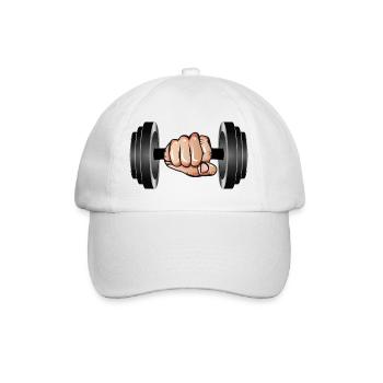 Dumbbell in hand - lifting weight for bodybuilders - Baseball Cap - white/white - Front