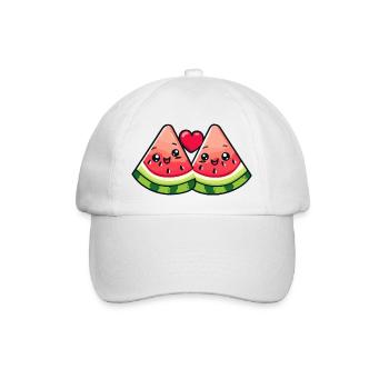 Couple de pastèque amour coeur Saint-Valentin - Casquette classique - blanc/blanc - Devant