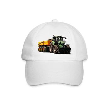 Tracteur avec remorque à benne basculante - Casquette classique - blanc/blanc - Devant