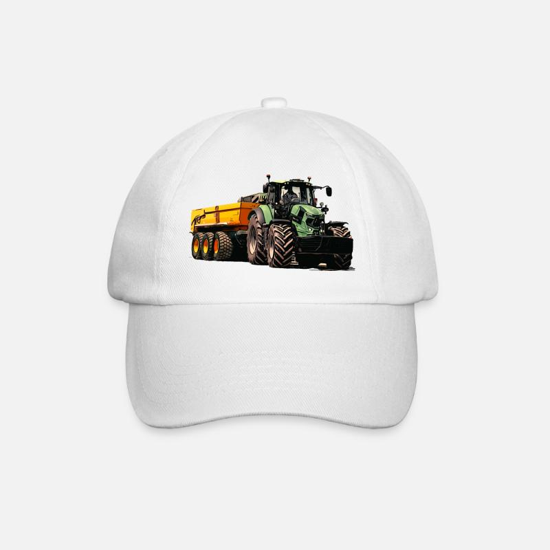 Tracteur avec remorque à benne basculante - Casquette classique - blanc/blanc
