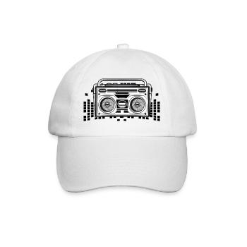 Magnétophone à cassette au pochoir des années 80 - Casquette classique - blanc/blanc - Devant