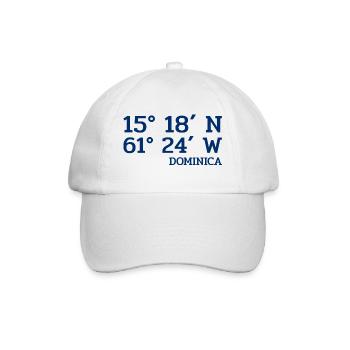 Dominica Coordinates - Koordinaten - Karibik - Baseballkappe - Weiß/Weiß - Vorne